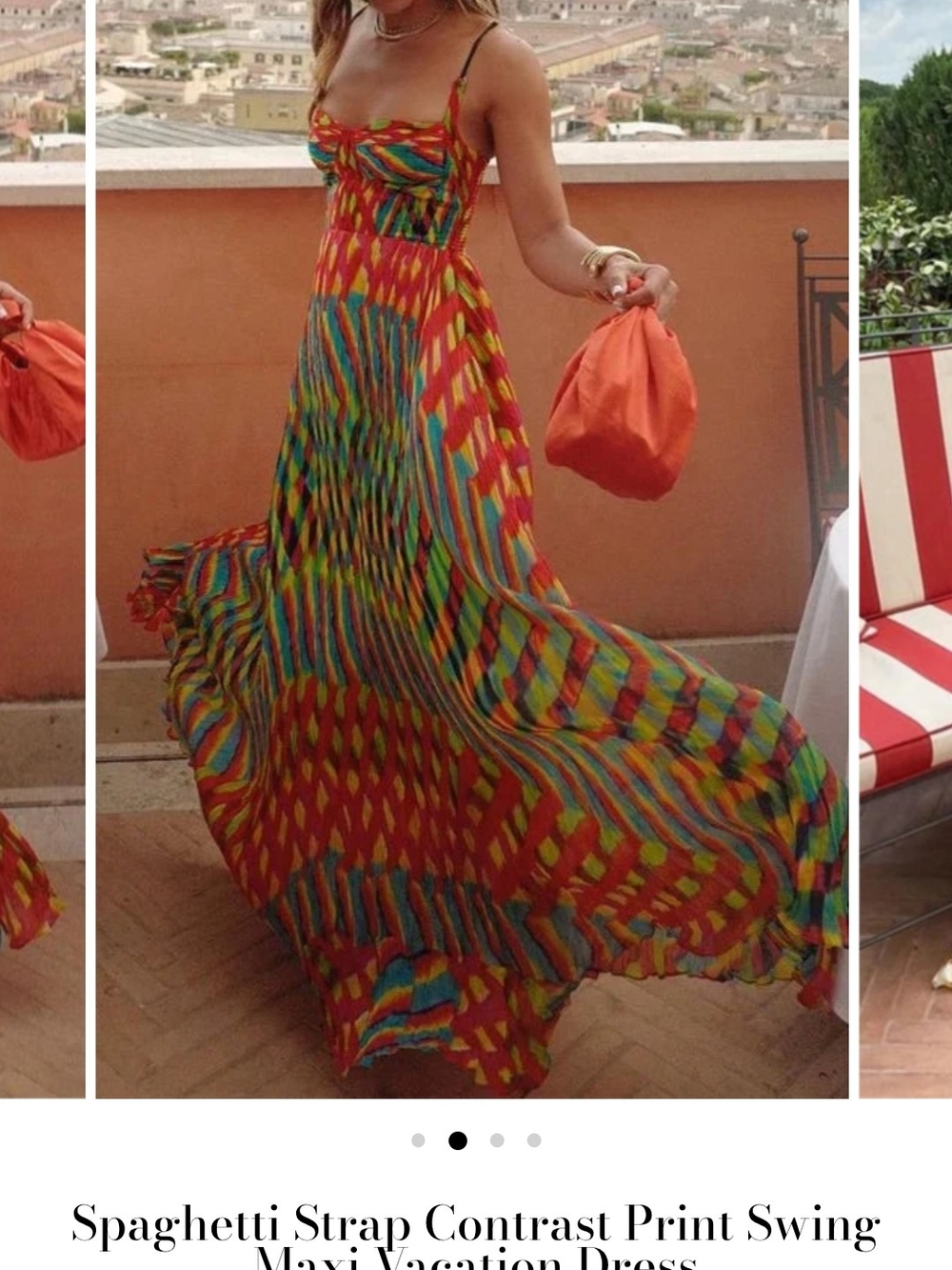 Multicolor Spaghetti-Strap Maxi Dress with Vibrant Print